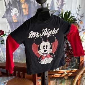 DISNEY. Mickey Mouse “Mr. Right” black/red/white long sleeve T-shirt